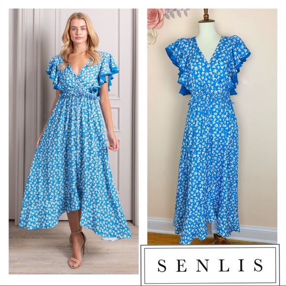 SENLIS Dresses & Skirts - New! SENLIS Amalie Floral Ruffle Midi Dress